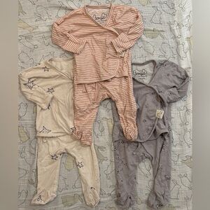 3 pairs of Bonsie footies size 0-3 Months EUC